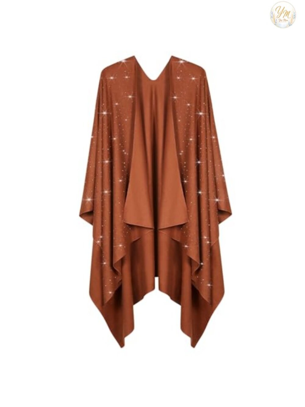 Rhinestone Open Front Poncho Shawl Wrap Cape Ruana Travel Blanket Cardigan